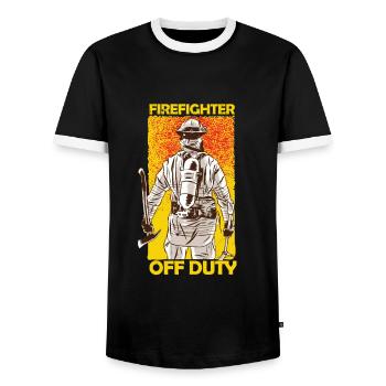 Retired Firefighter - Men's Ringer Shirt - black/white - Front - AI Model Female 172 light (172cm) & AI Model Male 178 light (178cm)