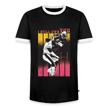 I Still Own You Football - Men's Ringer Shirt - black/white - Front - AI Model Female 172 light (172cm) & AI Model Male 178 light (178cm)