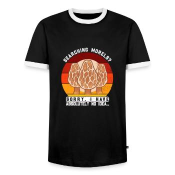 Morels Champignons Champignon Drôle de dicton - T-shirt contrasté Homme - noir/blanc - Devant - AI Model Female 172 light (172cm) & AI Model Male 178 light (178cm)