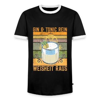 Gin Mit Tonic Rein Weisheit Raus Lustiger Spruch - Männer Kontrast-T-Shirt - Schwarz/Weiß - Vorne - AI Model Female 172 light (172cm) & AI Model Male 178 light (178cm)