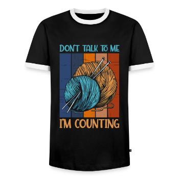 Ne me parle pas, je compte le tricot - T-shirt contrasté Homme - noir/blanc - Devant - AI Model Female 172 light (172cm) & AI Model Male 178 light (178cm)