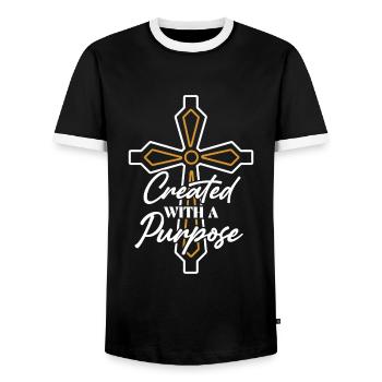 Créé avec un enseignant de la Bible - T-shirt contrasté Homme - noir/blanc - Devant - AI Model Female 172 light (172cm) & AI Model Male 178 light (178cm)