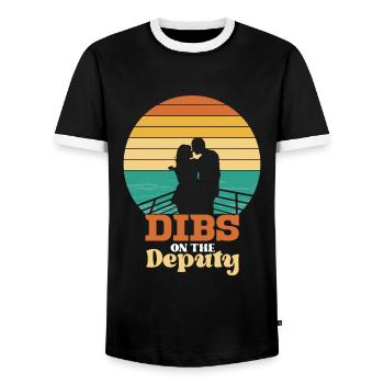 Dibs On The Deputy - Men's Ringer Shirt - black/white - Front - AI Model Female 172 light (172cm) & AI Model Male 178 light (178cm)