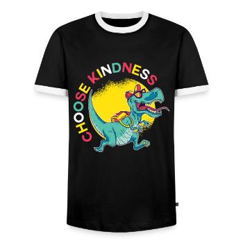 Choose Kindness Motivational Quote - Men's Ringer Shirt - black/white - Front - AI Model Female 172 light (172cm) & AI Model Male 178 light (178cm)