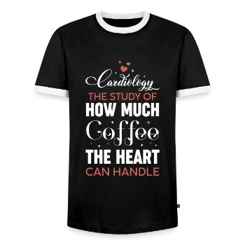 Cardiology Nurse Coffee Lover Saying - Men's Ringer Shirt - black/white - Front - AI Model Female 172 light (172cm) & AI Model Male 178 light (178cm)
