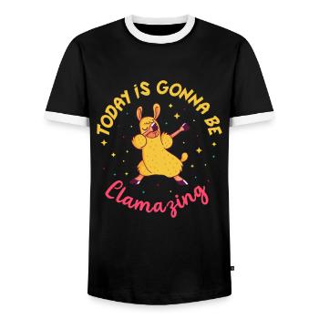 Today Is Gonna Be Llamazing Funny Llama - Men's Ringer Shirt - black/white - Front - AI Model Female 172 light (172cm) & AI Model Male 178 light (178cm)