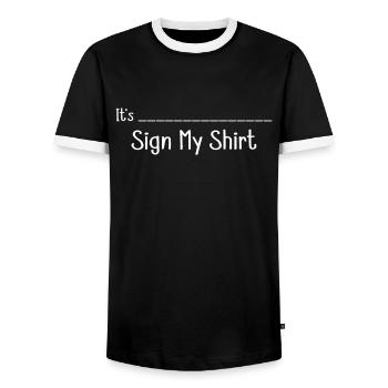 Signer ma chemise anniversaire l’obtention du diplôme Signature personnalisé - T-shirt contrasté Homme - noir/blanc - Devant - AI Model Female 172 light (172cm) & AI Model Male 178 light (178cm)