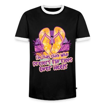 Tongs Beach Lover Vacances Mode d’été - T-shirt contrasté Homme - noir/blanc - Devant - AI Model Female 172 light (172cm) & AI Model Male 178 light (178cm)