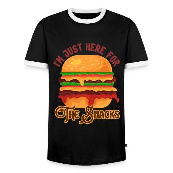 Ich bin nur hier für den Fast-Food-Liebhaber von Snacks - Männer Kontrast-T-Shirt - Schwarz/Weiß - Vorne - AI Model Female 172 light (172cm) & AI Model Male 178 light (178cm)