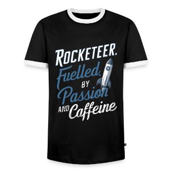Model Rocket Builder - Men's Ringer Shirt - black/white - Front - AI Model Female 172 light (172cm) & AI Model Male 178 light (178cm)