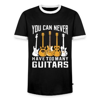 Man kann nie zu viele Gitarren haben - Männer Kontrast-T-Shirt - Schwarz/Weiß - Vorne - AI Model Female 172 light (172cm) & AI Model Male 178 light (178cm)