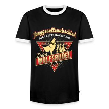 Junggesellenabschied Wolf JGA - Männer Kontrast-T-Shirt - Schwarz/Weiß - Vorne - AI Model Female 172 light (172cm) & AI Model Male 178 light (178cm)