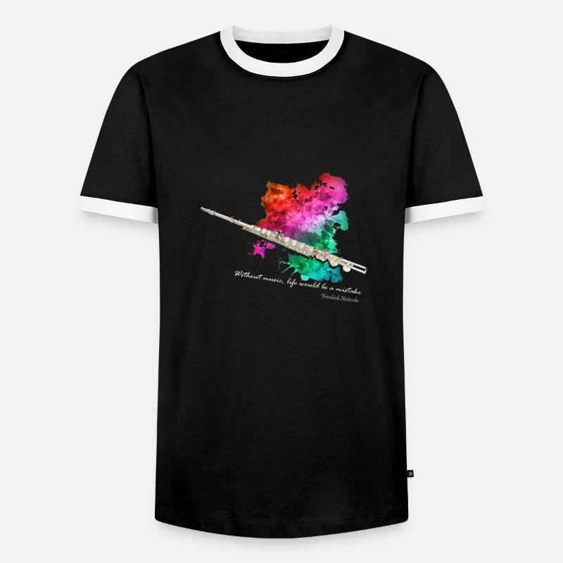 Querfloete in einer Farbexplosion - Männer Kontrast-T-Shirt - Schwarz/Weiß