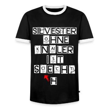 Silvester ohne Knaller ist schlechti - Männer Kontrast-T-Shirt - Schwarz/Weiß - Vorne - AI Model Female 172 light (172cm) & AI Model Male 178 light (178cm)