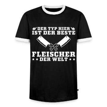 Bester Fleischer der Welt Metzger Geschenkidee - Männer Kontrast-T-Shirt - Schwarz/Weiß - Vorne - AI Model Female 172 light (172cm) & AI Model Male 178 light (178cm)