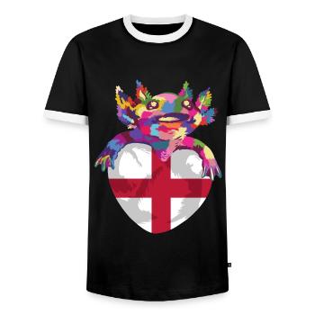 England Flag Vintage English Flag Used Look - Men's Ringer Shirt - black/white - Front - AI Model Female 172 light (172cm) & AI Model Male 178 light (178cm)