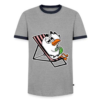 Mouette sur la plage - T-shirt contrasté Homme - gris/marine  - Devant - AI Model Female 172 light (172cm) & AI Model Male 178 light (178cm)