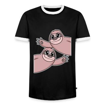 Paresseux paresseux - T-shirt contrasté Homme - noir/blanc - Devant - AI Model Female 172 light (172cm) & AI Model Male 178 light (178cm)