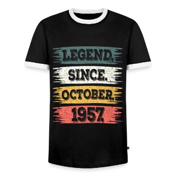 Légende Depuis Octobre 1957 65 Ans Anniversaire - T-shirt contrasté Homme - noir/blanc - Devant - AI Model Female 172 light (172cm) & AI Model Male 178 light (178cm)