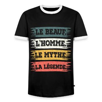 Beauf Homme Mythe Légende Beau-Frère - T-shirt contrasté Homme - noir/blanc - Devant - AI Model Female 172 light (172cm) & AI Model Male 178 light (178cm)