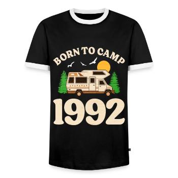 Born to Camp 1992 Camping 30 Jahre - Männer Kontrast-T-Shirt - Schwarz/Weiß - Vorne - AI Model Female 172 light (172cm) & AI Model Male 178 light (178cm)