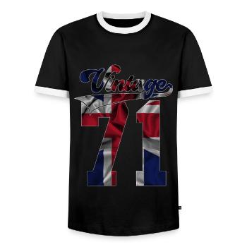 55E ANNIVERSAIRE UK MILLÉSIME 1971 - T-shirt contrasté Homme - noir/blanc - Devant - AI Model Female 172 light (172cm) & AI Model Male 178 light (178cm)