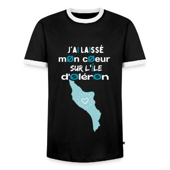 Jai laissé mon cœur à l'île d'Oléron 1 - T-shirt contrasté Homme - noir/blanc - Devant - AI Model Female 172 light (172cm) & AI Model Male 178 light (178cm)