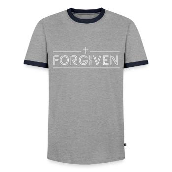 Vergeben, Ostern, Christlich - Männer Kontrast-T-Shirt - Grau/Navy  - Vorne - AI Model Female 172 light (172cm) & AI Model Male 178 light (178cm)