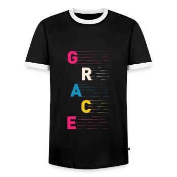 Grâce - Conception chrétienne - Grace - T-shirt contrasté Homme - noir/blanc - Devant - AI Model Female 172 light (172cm) & AI Model Male 178 light (178cm)