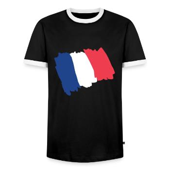 Drapeau de France dessin 2 - T-shirt contrasté Homme - noir/blanc - Devant - AI Model Female 172 light (172cm) & AI Model Male 178 light (178cm)