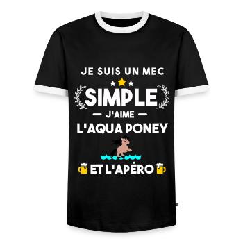 aqua poney et apéro humour cadeau - T-shirt contrasté Homme - noir/blanc - Devant - AI Model Female 172 light (172cm) & AI Model Male 178 light (178cm)