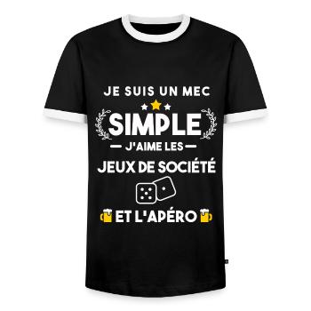 jeux de société et apéro humour cadeau - T-shirt contrasté Homme - noir/blanc - Devant - AI Model Female 172 light (172cm) & AI Model Male 178 light (178cm)