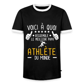 voici meilleur papa athlète au monde père athlète - T-shirt contrasté Homme - noir/blanc - Devant - AI Model Female 172 light (172cm) & AI Model Male 178 light (178cm)
