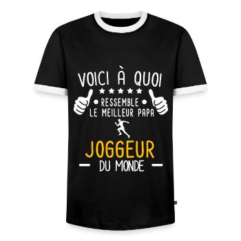 voici meilleur papa joggeur au monde père jogging - T-shirt contrasté Homme - noir/blanc - Devant - AI Model Female 172 light (172cm) & AI Model Male 178 light (178cm)