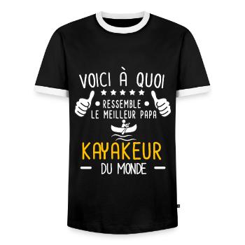 voici meilleur papa kayakeur au monde père kayak - T-shirt contrasté Homme - noir/blanc - Devant - AI Model Female 172 light (172cm) & AI Model Male 178 light (178cm)