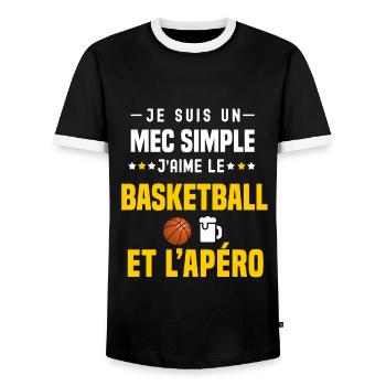 apéro basketball mec simple - T-shirt contrasté Homme - noir/blanc - Devant - AI Model Female 172 light (172cm) & AI Model Male 178 light (178cm)