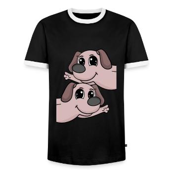 Dog dogs - Men's Ringer Shirt - black/white - Front - AI Model Female 172 light (172cm) & AI Model Male 178 light (178cm)