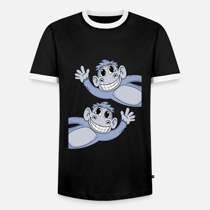 Affe Affen - Männer Kontrast-T-Shirt - Schwarz/Weiß