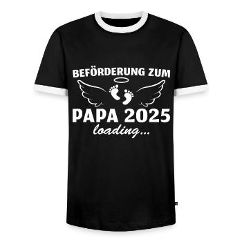 Werdender Papa 2025 loading Frischgebackener Vater - Männer Kontrast-T-Shirt - Schwarz/Weiß - Vorne - AI Model Female 172 light (172cm) & AI Model Male 178 light (178cm)
