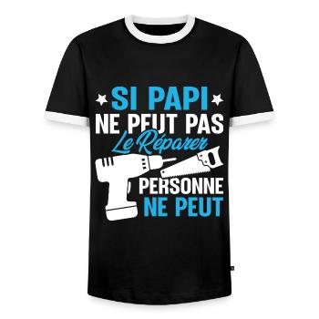 Si Papi ne peut pas le Réparer personne ne peut - T-shirt contrasté Homme - noir/blanc - Devant - AI Model Female 172 light (172cm) & AI Model Male 178 light (178cm)