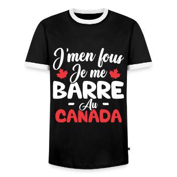 J'men fous je me barre au canada - T-shirt contrasté Homme - noir/blanc - Devant - AI Model Female 172 light (172cm) & AI Model Male 178 light (178cm)