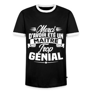 Merci d'avoir été un Maitre trop Génial - T-shirt contrasté Homme - noir/blanc - Devant - AI Model Female 172 light (172cm) & AI Model Male 178 light (178cm)