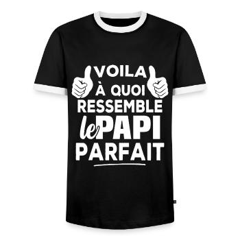 Voila à Quoi Ressemble le Papi Parfait - T-shirt contrasté Homme - noir/blanc - Devant - AI Model Female 172 light (172cm) & AI Model Male 178 light (178cm)