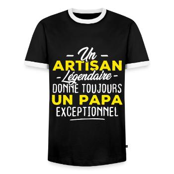 Un artisan légendaire donne un papa exceptionnel - T-shirt contrasté Homme - noir/blanc - Devant - AI Model Female 172 light (172cm) & AI Model Male 178 light (178cm)