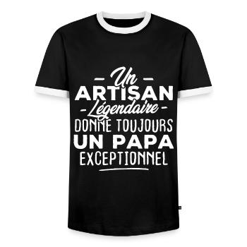 Un artisan légendaire donne un papa exceptionnel - T-shirt contrasté Homme - noir/blanc - Devant - AI Model Female 172 light (172cm) & AI Model Male 178 light (178cm)