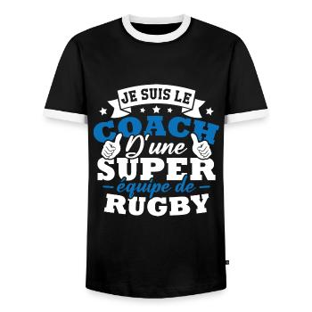 Je suis le coach d une super équipe de rugby - T-shirt contrasté Homme - noir/blanc - Devant - AI Model Female 172 light (172cm) & AI Model Male 178 light (178cm)