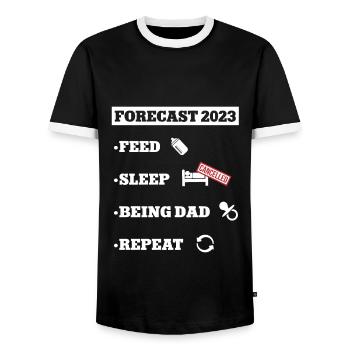 Dad 2023 New Daddy Papa werden Vater to be Baby 23 - Männer Kontrast-T-Shirt - Schwarz/Weiß - Vorne - AI Model Female 172 light (172cm) & AI Model Male 178 light (178cm)