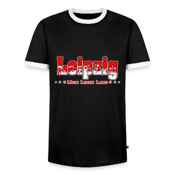 Leipzig Fussball Fans Mein Leben Lang - Männer Kontrast-T-Shirt - Schwarz/Weiß - Vorne - AI Model Female 172 light (172cm) & AI Model Male 178 light (178cm)