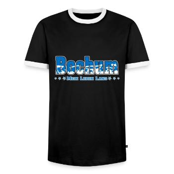 Bochum Fussball Fans Mein Leben Lang - Männer Kontrast-T-Shirt - Schwarz/Weiß - Vorne - AI Model Female 172 light (172cm) & AI Model Male 178 light (178cm)