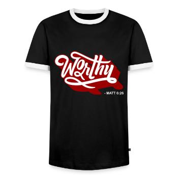 Cadeau chrétien - T-shirt contrasté Homme - noir/blanc - Devant - AI Model Female 172 light (172cm) & AI Model Male 178 light (178cm)